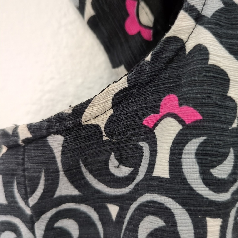 Willi Smith Bolero Jacket SZ L Silk Black White‎ Pink Grey Pattern Buttons Short - Picture 6 of 6